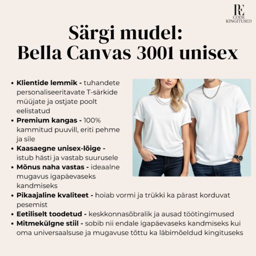 Personaalse t-särgi mudel Bella Canvas 3001 unisex