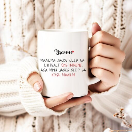 Meeldejääv kingitus nimega personaliseeritav kruus sõbrapäevaks kallimale