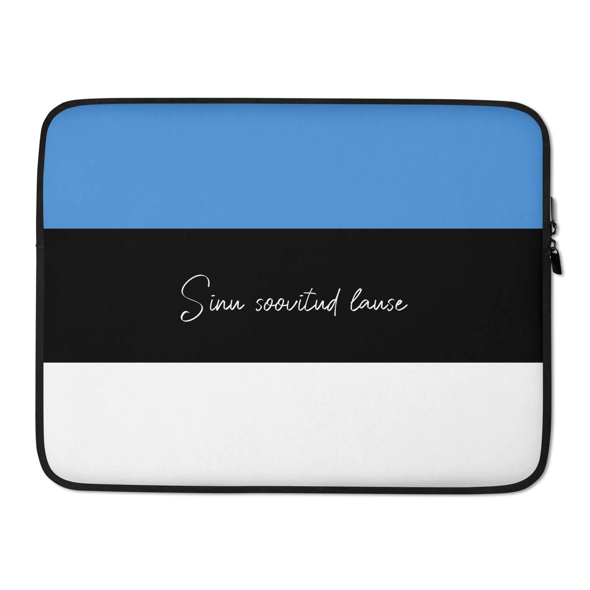 Eesti vabariigi aastapäeva tähistav Eesti lipu värvides laptopi ehk sülearvuti kott