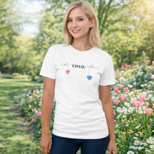 Kvaliteetne trükiga t-särk emale emadepäevaks personaliseeritav koos laste nimetähtedega